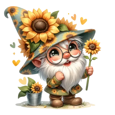 Enchanted Sunflower Gnomes Clipart Collection