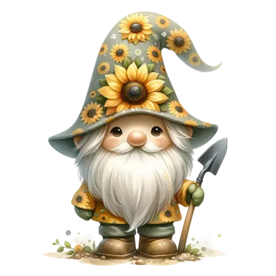 Enchanted Sunflower Gnomes Clipart Collection