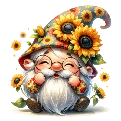 Enchanted Sunflower Gnomes Clipart Collection