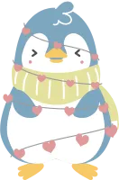 cute and lovely penguin with heart, happy valentine's day, love concept, flat svg illustration
