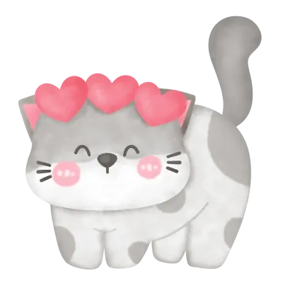 Cute Cat Holding a Heart Illustration