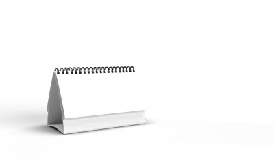 Calendar white empty blank mockup object copy space date month background diary note template page e