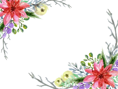 Watercolor hand painting winter seasonal flower ornament