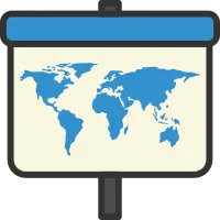 World map icon, perfect for global navigation, geography, and international travel-themed designs.