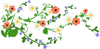 손그림 스타일의 화사한 꽃 덩굴 일러스트
