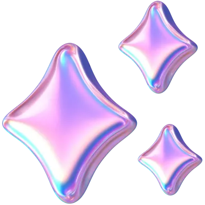 Purple 3D Rendering Holographic Star Sparkles Illustration