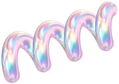 3D Rendering Holographic Pastel Twisted Spiral Glossy Illustration