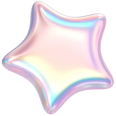 3D Rendering Holographic Pastel Star Pillow Glossy Shape