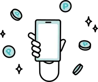 ポイントをスマホで貯めるイラスト