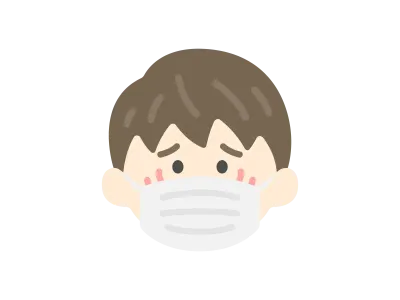 花粉症の症状のマスクをした男性のアイコンのイラスト