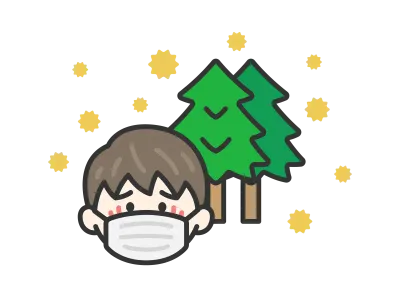 花粉症がひどいマスクをした男性のアイコンのイラスト