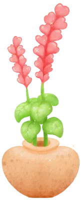 A Whimsical Watercolor Flower Arrangement with Heart-Shaped Blossoms