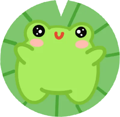 Green frog on a lotus leaf
