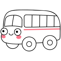 Cute cartoon bus with a friendly face and simple design.