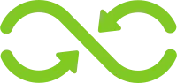Sustainable green leaf infinity logo symbol