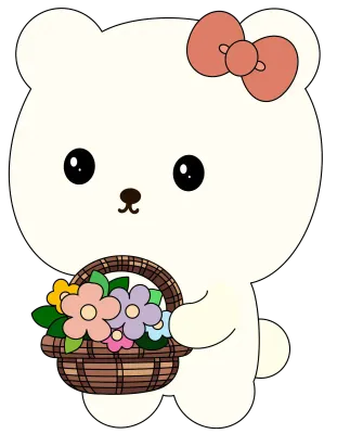 꽃바구니 든 흰곰