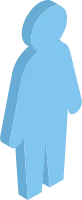 Blue human figure, isometric illustration