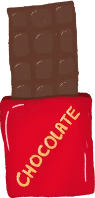 chocolate bar with red wraps