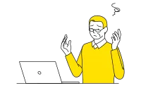 Senior male having trouble operating a computer