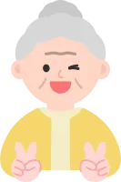 할머니 브이 노란가디건