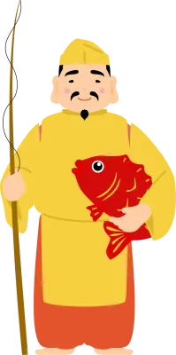 Cute and simple illustration of seven gods of good fortune Ebisu