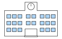 Line drawing of a simple school building