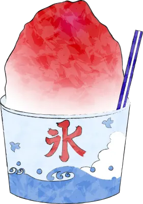 Strawberry flavored shaved ice in a cup