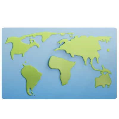 World map. 3D cute cartoon navigation illustration for geography, location, and adventure theme.