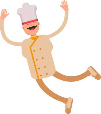Baker Character Relaxing and Jumping