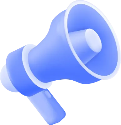 3D blue megaphone icon