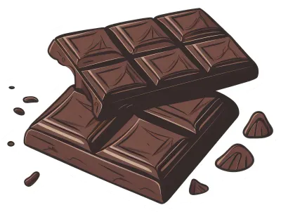 Two Dark Chocolate Bars Stacked With Some Small Chocolate Chips