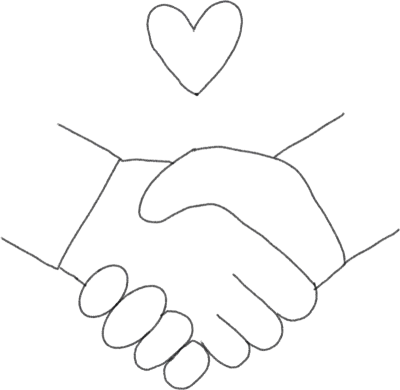 악수하는 모습과 하트