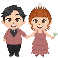 Chibi married couple suitable for wedding invitation