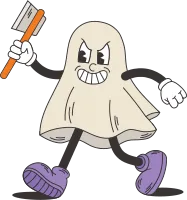 A playful ghost character in a light-hearted style, great for fun and non-scary Halloween projects.