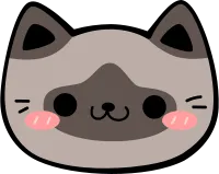 Cute hand drawn brown siamese cat face set, Kawaii kitty face cartoon doodle for kids