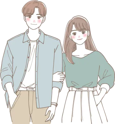 腕を組んでいるカップルのイラスト