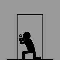 Suspicious person picking the front door key in the dark, Crime Prevention and Home Security Black a
