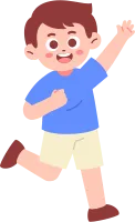Happy Little Boy Raising Hand