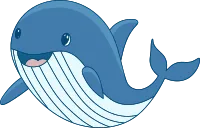 Cartoon whale with a friendly smile