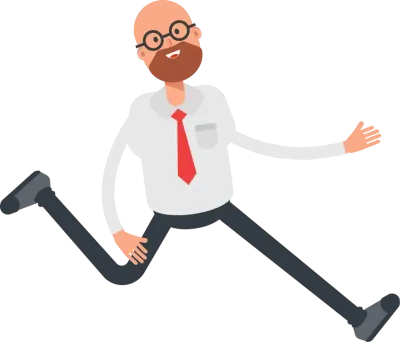 Bald Businessman Character Running Illustration