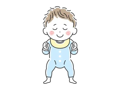 立っているご機嫌な赤ちゃんのイラスト