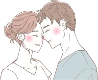 仲の良いカップルが顔を近づけているイラスト