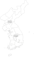4.KOREAN PENINSULA. 한반도 지도. 흰 여백에 도 별 경계선이 표시된 한반도 지도.