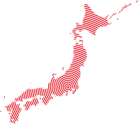 30. Japan. 일본을 상징하는 컬러를 라인으로 적용한 일본 지도.