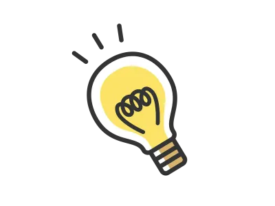 明かりのついた電球のイラスト