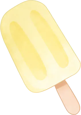 노란색 팝시클 막대 아이스크림 일러스트 PNG, Pastel Watercolor Ice Cream Illustration