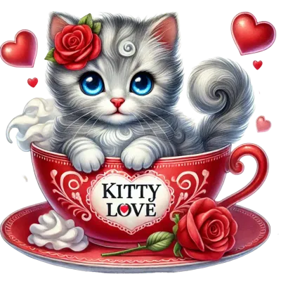 Cute Kitten Valentine's Day Clipart Kitty Love