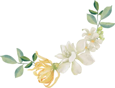 watercolor white gardenia and Thai style flower bouquet creath with gold glitter frame