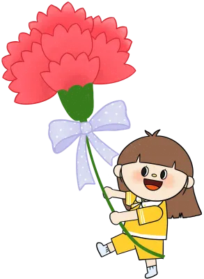 노란색 유치원복 카네이션_긴머리 여자아이
