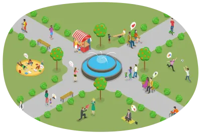 3D Isometric Flat  Conceptual Illustration of City Park